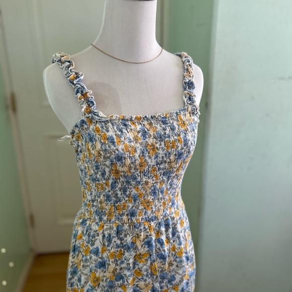 White Blue Yellow Floral Maxi Dress - Picture 6 of 6